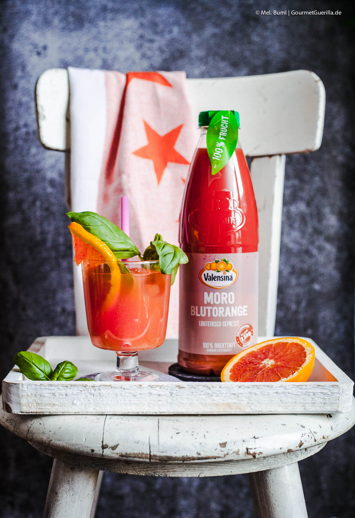 Blood Orange-Basil mocktail.A sparkling alcoholic cocktail | GourmetGuerilla.com 